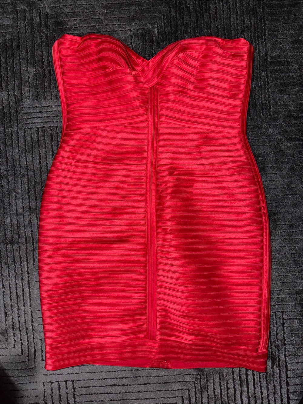 BCBGMaxAzria Strapless Red Sculpted Bodycon Dress